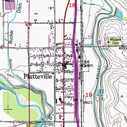 Topographic Map of Platteville, CO