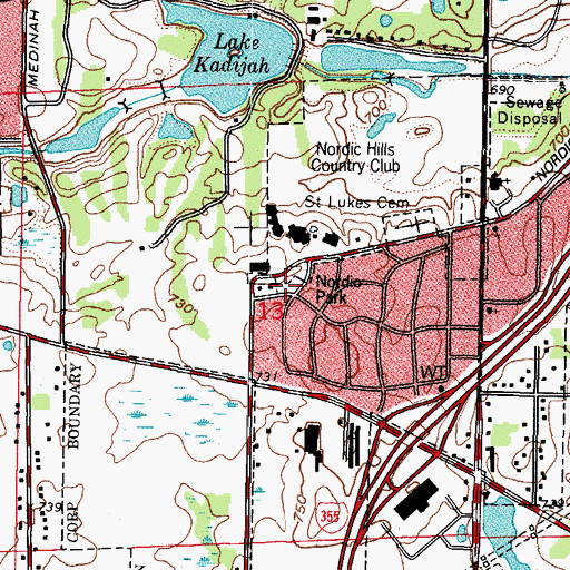 Topographic Map of Nordic Park, IL