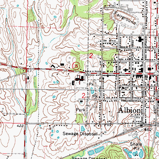 Topographic Map of Edwards County High School, IL