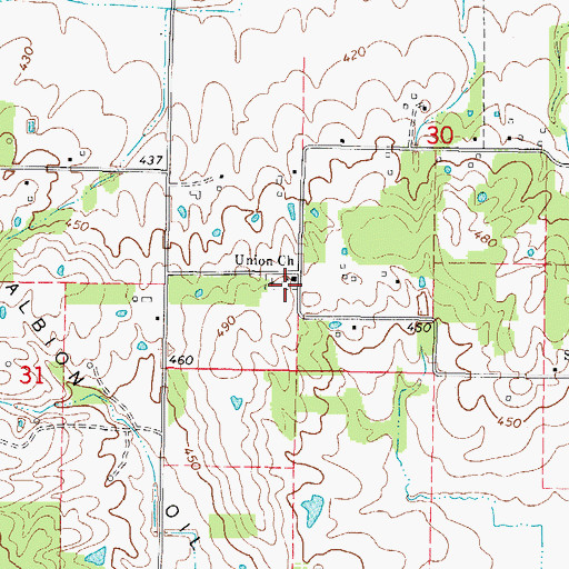 Topographic Map of Union Cemetery, IL