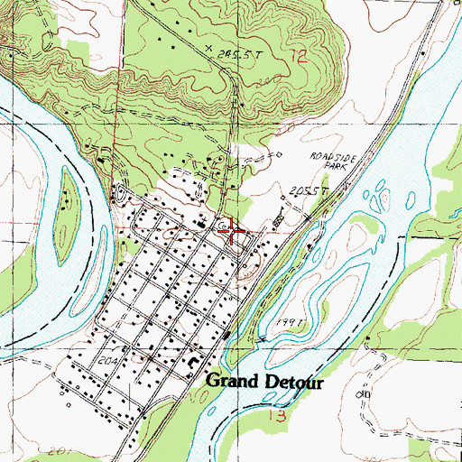 Topographic Map of Grand Detour Cemetery, IL