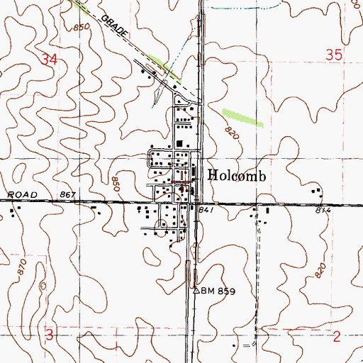 Topographic Map of Holcomb Post Office, IL