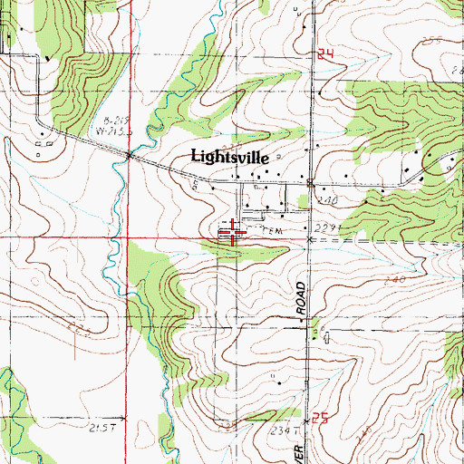 Topographic Map of Lightsville Cemetery, IL