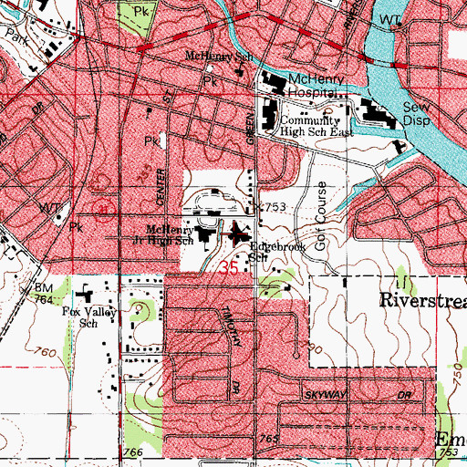 Topographic Map of Edgebrook Elementary School, IL