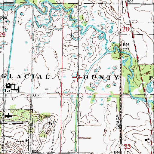Topographic Map of Glacial County Park, IL