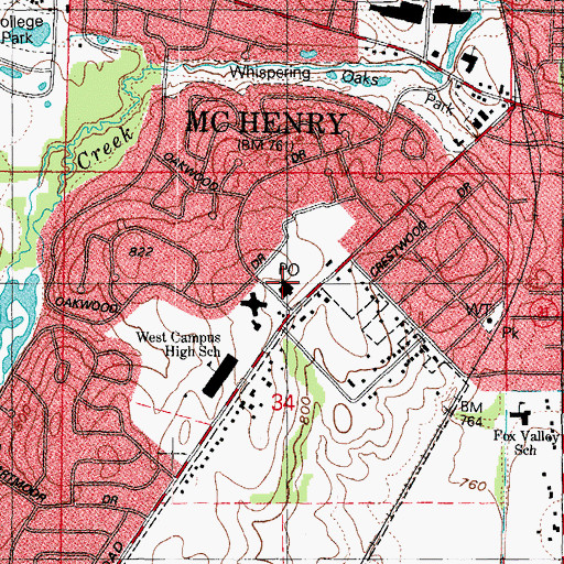 Topographic Map of McHenry Post Office, IL