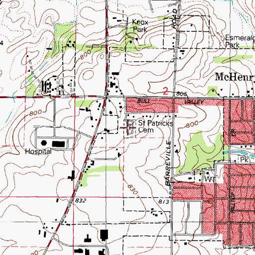 Topographic Map of Saint Patricks Cemetery, IL