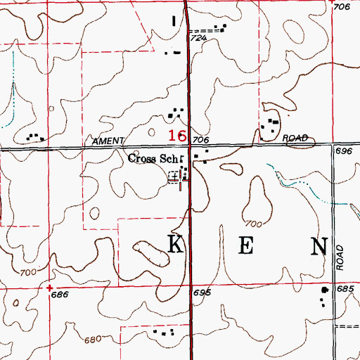 Topographic Map of Cross Lutheran Church, IL