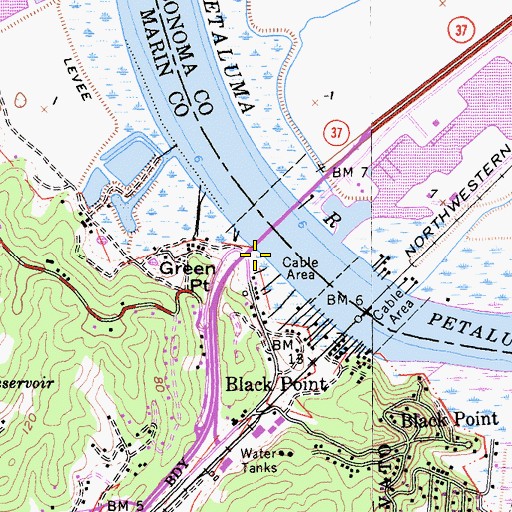 Topographic Map of Black Point Boat Launch, CA