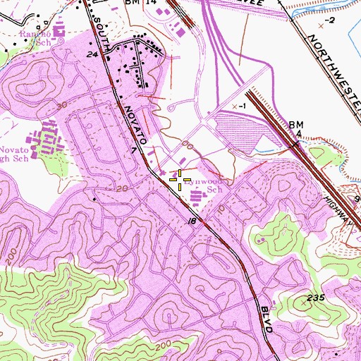 Topographic Map of Lynwood Park, CA