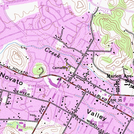 Topographic Map of Pioneer Park, CA