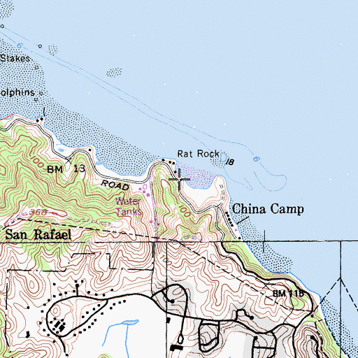 Topographic Map of Rat Rock Cove, CA