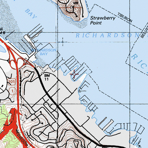 Topographic Map of Clipper Yacht Harbor, CA