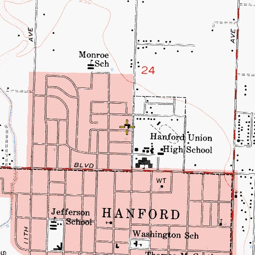 Topographic Map of First Baptist Church, CA