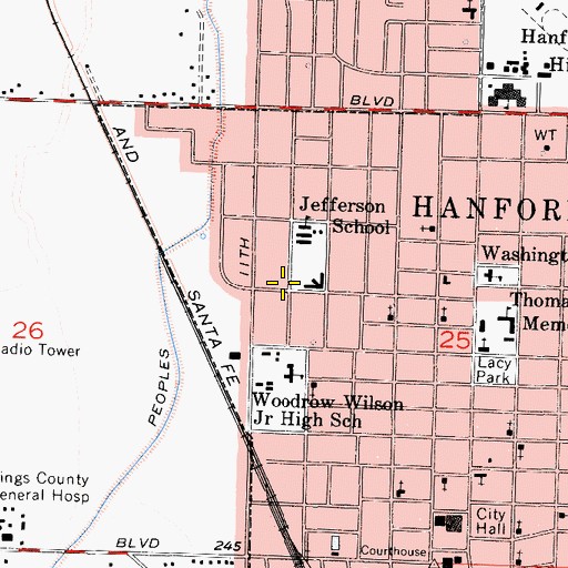 Topographic Map of First Southern Baptist Church, CA