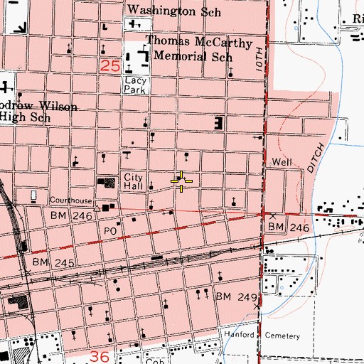 Topographic Map of Crossroads Christian Fellowship Church, CA