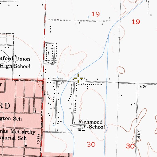 Topographic Map of Cleveland School, CA