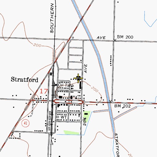 Topographic Map of Stratford Elementary School, CA