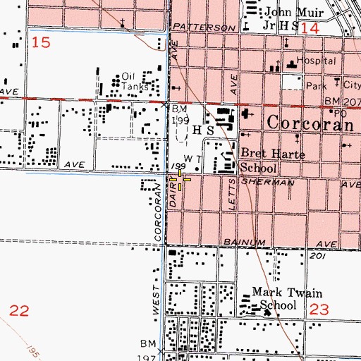 Topographic Map of Church of Christ, CA