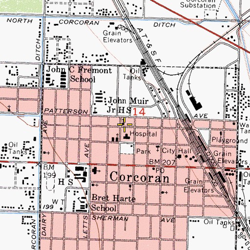 Topographic Map of First Missionary Baptist Church, CA