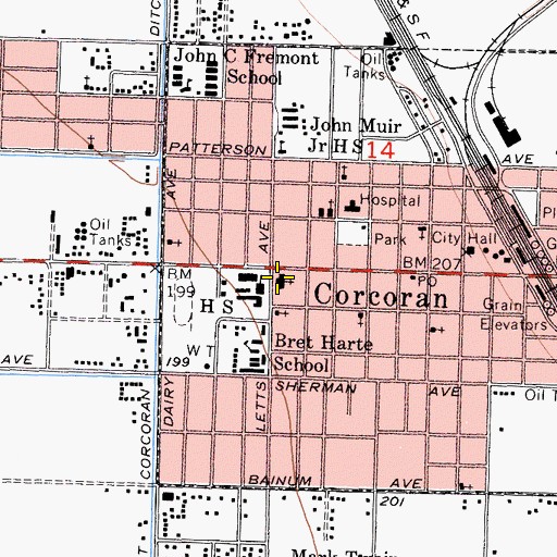 Topographic Map of First United Methodist Church, CA