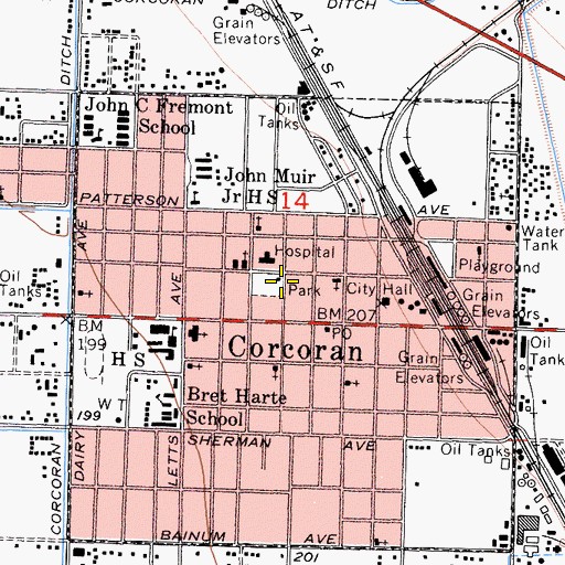 Topographic Map of Veterans Memorial Hall, CA