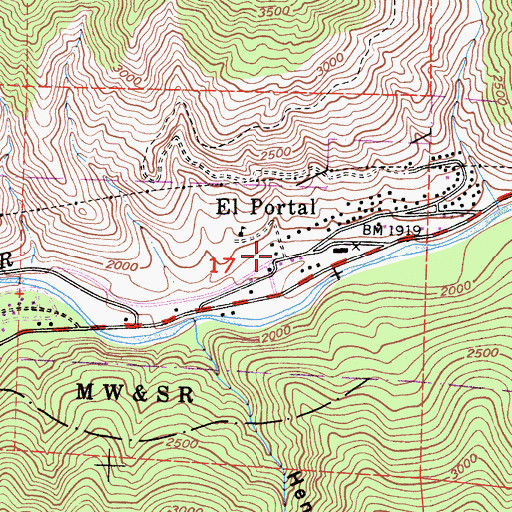 Topographic Map of El Portal Post Office, CA