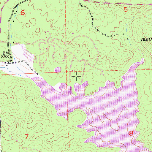 Topographic Map of Horseshoe Bend Recreation Area, CA