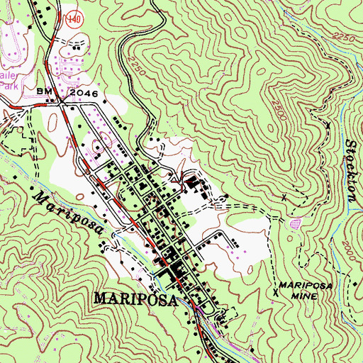 Topographic Map of Mariposa County High School, CA
