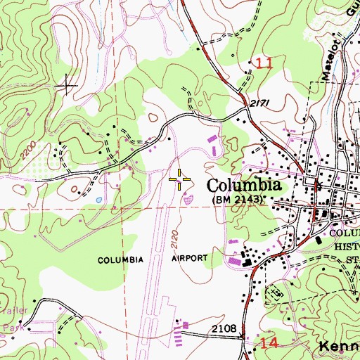 Topographic Map of Columbia California Division of Forestry Air Attack Base, CA