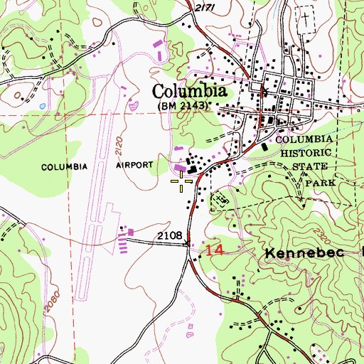 Topographic Map of Columbia Elementary School, CA