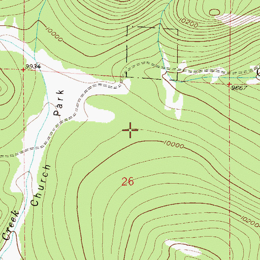 Topographic Map of Church Park, CO