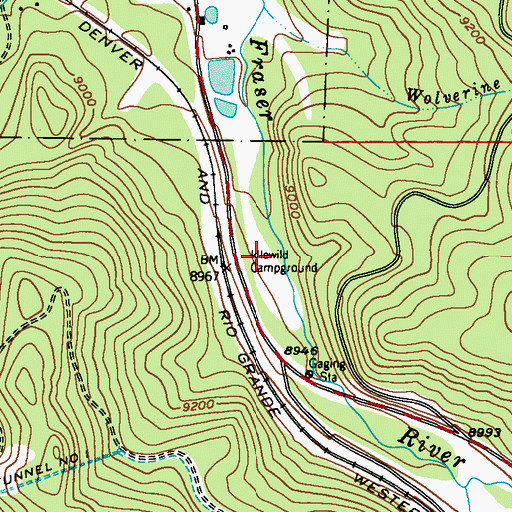 Topographic Map of Idlewild Campground, CO