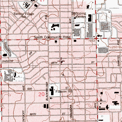 Topographic Map of Sunnyside Baptist Church, OK