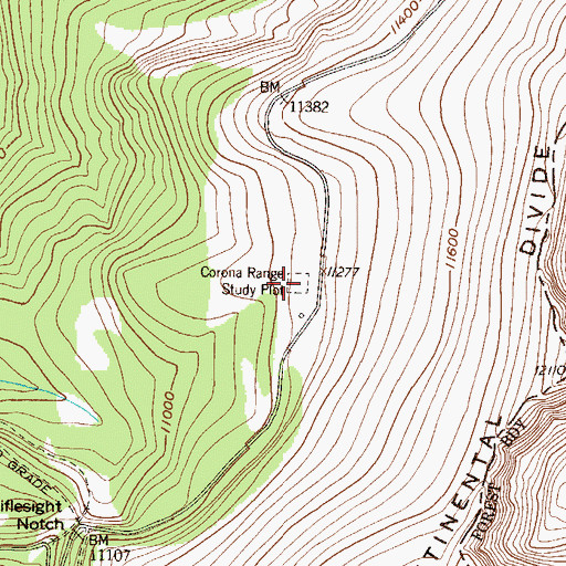 Topographic Map of Corona Range Study Plot, CO