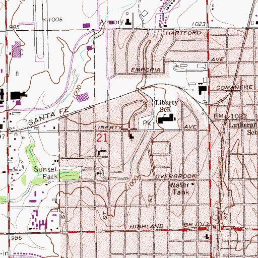 Topographic Map of Asbury United Methodist Church, OK