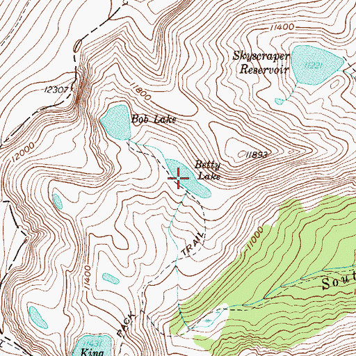 Topographic Map of Betty Lake, CO