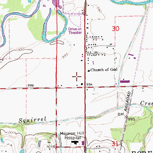 Topographic Map of Southwestern District Church, OK