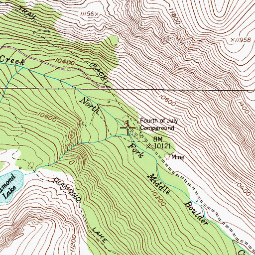 Topographic Map of Fourth of July Campground, CO
