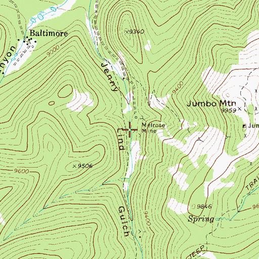 Topographic Map of Melrose Mine, CO