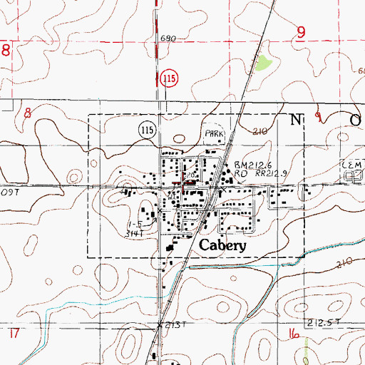 Topographic Map of Cabery Post Office, IL