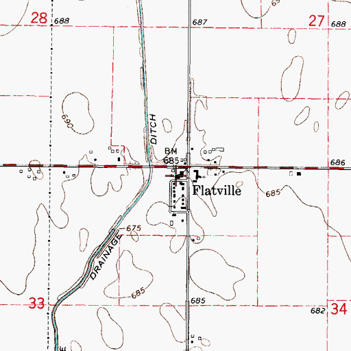 Topographic Map of Flatville Junior High School, IL