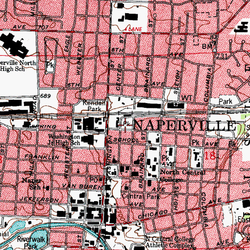 Topographic Map of Burlington Square Park, IL