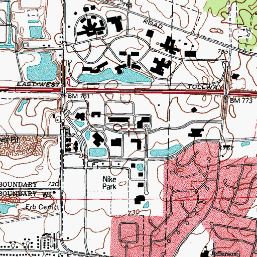 Topographic Map of Naperville Office Park, IL