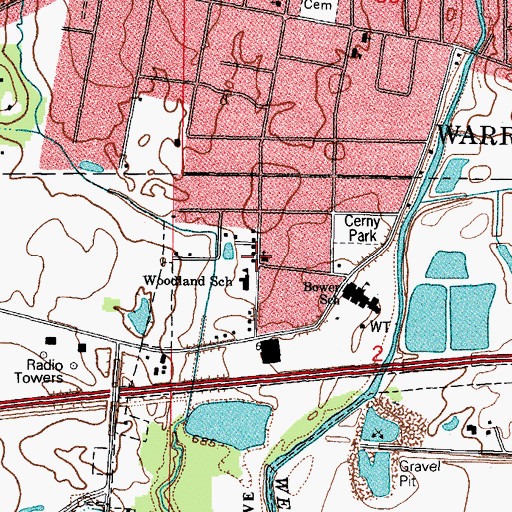 Topographic Map of Warrenville Bible Church, IL