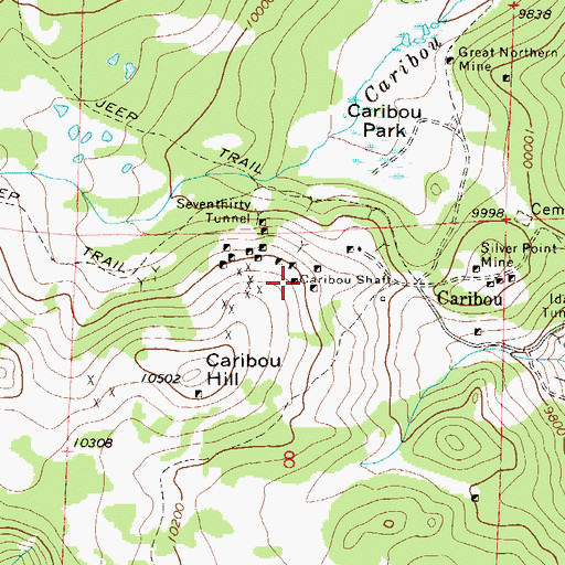 Topographic Map of Caribou Shaft, CO