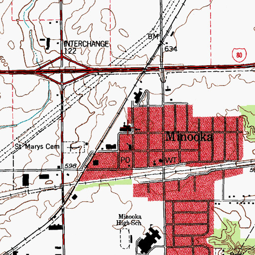 Topographic Map of Minooka Junior High School, IL