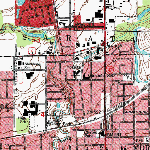 Topographic Map of Morris Hospital and Health Care Center, IL