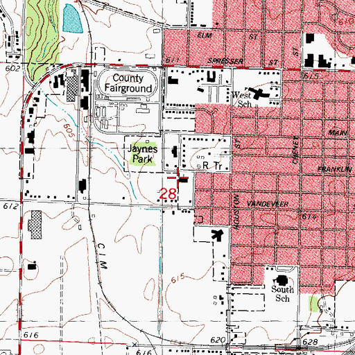 Topographic Map of Davis Memorial Christian Church, IL