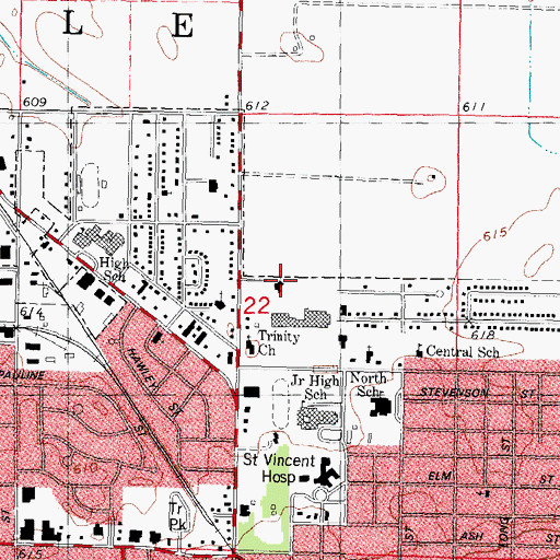 Topographic Map of Taylorville Christian Church, IL